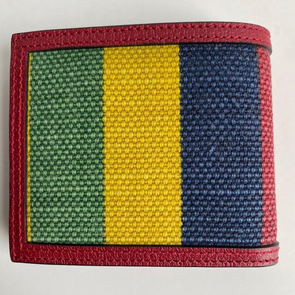 GUCCI NEW BAIADERA STRIPE BIFOLD LEATHER … - Picture 3 of 9